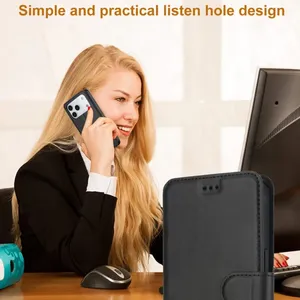 Business Brieftasche Leder Flip Case für iPhone 18 17 Air 16E 16 15 14 13 12 11 18 Pro Max XS 8 <span class=keywords><strong>7Plus</strong></span> SE mit Kartenfächern Stoßfeste Hülle - Product Image 4