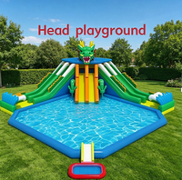 Parc aquatique gonflable commercial à thème, aire de jeux aquatique mobile, toboggan gonflable avec piscine pour la location en milieu hôtelier