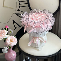 Eternal Rose Chiffon balet buket bunga yang diawetkan tahan lama 3-5 tahun Hari Ibu wisuda kartu ucapan kustom