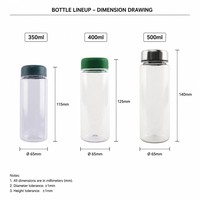 Bouteille d'eau vide avec couvercle en acier 500ML, bouteille Tritan pour jus, boisson énergétique, plastique, en vrac, pour soda froid
