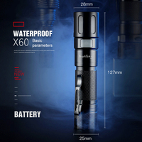 Lampe torche tactique compacte super lumineuse SUPERFIRE X60 850 Lumens IP44 Rechargeable en alliage d'aluminium à intensité variable pour le camping