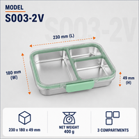 Boîte à bento Risheng en acier inoxydable à 3 compartiments, mignonne, pour nouveau-nés, enfants et adultes, compatible micro-ondes/lave-vaisselle, sans BPA, anti-fuite