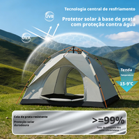 Tente de camping extérieure à installation rapide, sans assemblage nécessaire, pour 3-4 personnes, design pliable portable, protection contre le soleil et la pluie