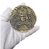 Art mexicain, méso-américain, médaille en bronze de 80 mm de diamètre, calendrier maya aztèque, cadeau de loisir, souvenir