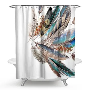 Cortina de ducha con impresión Digital personalizada por sublimación, cortina de ducha con diseño Floral personalizado, venta al por mayor