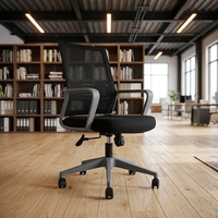 Chaise de bureau respirante à dossier moyen en maille perforée avec base pivotante, chaise de travail pour employés pour commande en gros
