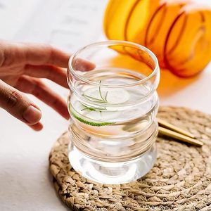 Copo de Café e Leite em Vidro Soprado Artesanalmente com Design de Lagarta Estriada de Alta Estética, Lindo Design Espiral Torcido - Product Image 6