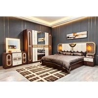 Ensemble de chambre à coucher complet de style royal turc classique, lit king size, chambre principale, cadre en bois, meubles de chambre à coucher modernes de luxe à prix abordable