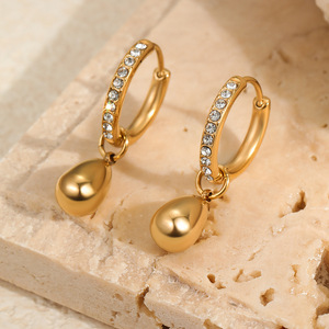 Hot Selling Fashion Waterproof 18k Gold Plated Stainless Steel Waterdrop <b>Charm</b> Dainty Zircon <b>Hoop</b> <b>Earrings</b> <b>for</b> Women Jewelry - Product Image 4