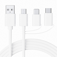 Câble certifié MFI, multifonctionnel, cadeau, 1,2 m, 3 en 1, TPE PVC, câble de charge USB pour téléphone/Type-C/Android
