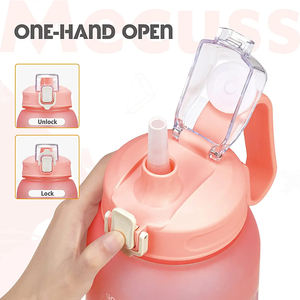 Brocca per succo glassata personalizzata da 64 once bpa free portable sports plastic motivational bottiglia d'<span class=keywords><strong>acqua</strong></span> da mezzo gallone con paglia/mercato del <span class=keywords><strong>tempo</strong></span> - Product Image 3