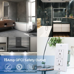 Tomacorriente GFCI Dúplex de Grado <span class=keywords><strong>Residencial</strong></span> y Comercial de 20 A y 125 V con Certificación UL, con Indicador LED y Autoconexión a Tierra - Product Image 5