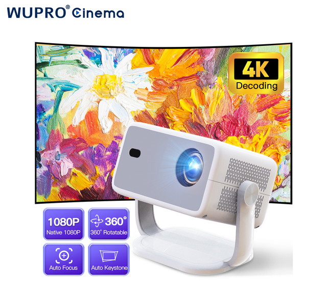 Hot Stylish /ODM LED Gimbal Portable Video Projector 1080P HD 4K Support 300 ANSI Lumens Mini Smart Android 11.0 Outdoor
