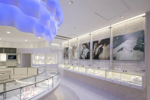 Comptoir de présentation de bijoux en métal moderne pour la vente au détail, petit kiosque de magasin de bijoux avec vitrine - Product Image 6