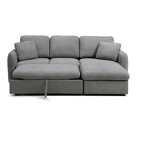 Canapé d'angle en tissu gris avec rangement, canapé-lit convertible pour salon, appartement, meubles de maison