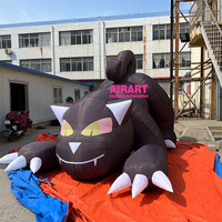 Chat noir gonflable personnalisé de 3 mètres en forme de crâne de sucre, pour l'affichage lors des événements du festival du Día de los Muertos