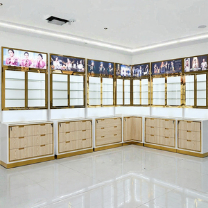 Étagère de présentation de parfums moderne, étagère de magasin de beauté personnalisée, comptoir de vente en verre et en bois, montage mural - Product Image 2