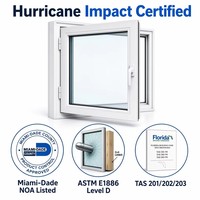 Ventana Abatible de Doble Vidrio con Triple Acristalamiento, Ventanas Abatibles de PVC con Marco de Plástico Resistente al Viento para Hoteles