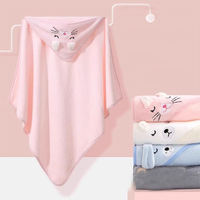 New Cartoon Animal Hooded Bath Wrap Kids Fast Absorbing Microfiber Coral Fleece Baby Towel Solid Color Outdoor Use for Children