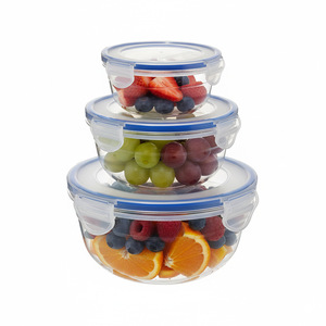 Round Food Storage <b>Container</b> Set With <b>Lid</b> For Office Kitchen Refrigerator Sealed Freshness Preservation - Product Image 1