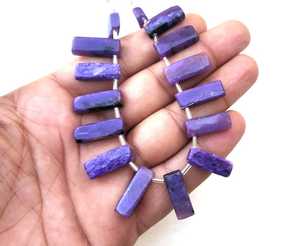 Gema de Charoite Natural, 15 piezas, cuentas de forma rectangular lisa, fabricante al por mayor, alta calidad, 2022 - Product Image 5