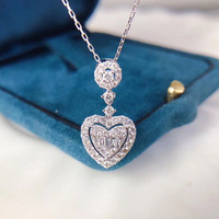 Bijoux en cuivre zircon cubique micro pavé colliers imité plaqué rhodium mariage coeur CZ pendentif collier pour femmes
