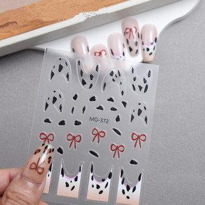 Autocollants pour ongles en relief 2D Sweet Kitty Cat Bow, motif imprimé léopard, 3 couleurs, autocollants pour ongles en plastique sans danger pour les enfants, pour la manucure DIY - Product Image 3