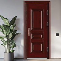 Porte de sécurité en acier durable avec revêtement effet bois réaliste, porte d'entrée moderne antivol pour villas, hôtels, hôpitaux et usage extérieur