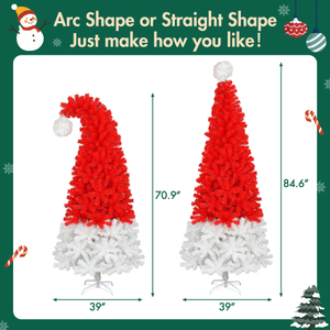 Santa Hat Artificial <b>Christmas</b> <b>Tree</b> Pre Lit <b>LED</b> Fiber Branch Standing Holiday Decoration for Living Room - Product Image 5
