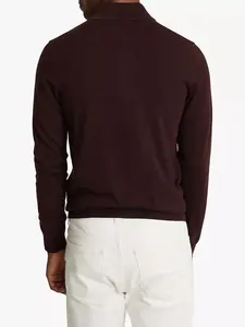 Wjh suéter de malha para homens, logotipo personalizado, estilo casual, com zíper, pescoço, lã merino, manga longa