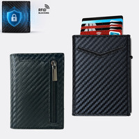 Dompet Kartu Kulit Minimalis Anti-RFID dengan Penutup Tombol dan Mekanisme Pop-up untuk Kartu Kredit dari Pabrik ODM