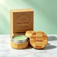 Baume réparateur pour cuticules SAGALAGA 15g, à base de plantes naturelles, avec pot en bambou, pour cuticules gercées et ongles secs, logo personnalisé