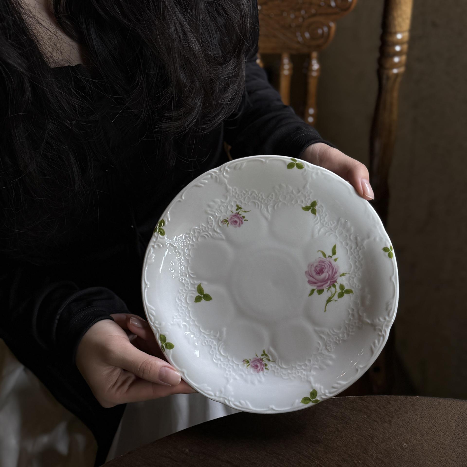 แผ่นดิสก์ขนาด8นิ้วลายกุหลาบสีชมพูแบบย้อนยุค