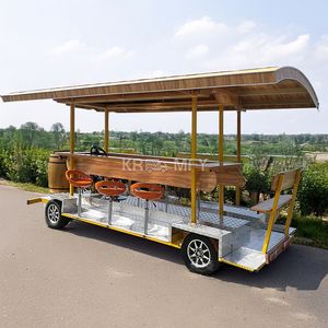 Bicicleta Tándem Eléctrica de 21 Velocidades con 4 Ruedas y Horquilla de Acero para Turismo, con Freno de Disco, Pedal Ordinario y Carrito Móvil para Venta de Cerveza - Product Image 1