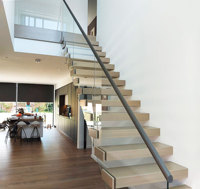 Escalier flottant sans poteaux, entièrement dissimulé dans le mur, escalier cantilever intérieur