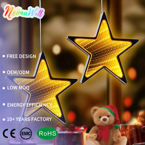Lámpara LED de Espejo Infinito 3D con Forma de Estrella Navideña, Venta Directa de Fábrica Neonawall, OEM, para Exhibición Comercial en Tiendas Minoristas - Product Image 1