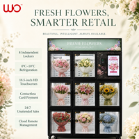 Distributeur automatique intelligent de fleurs fraîches à 8 compartiments en acier inoxydable, refroidissement par compresseur, options de paiement multiples, gestion basée sur le cloud