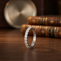 Exquisito Anillo de Compromiso y Matrimonio para Mujer de Plata de Ley 925 con Moissanita VVS de 2.5mm y Certificación GRA