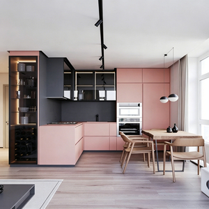 Armoire murale modulaire laquée <span class=keywords><strong>vert</strong></span> <span class=keywords><strong>olive</strong></span>, armoire îlot gris assortie, armoire de <span class=keywords><strong>cuisine</strong></span> en placage de bois, placard intégré - Product Image 2