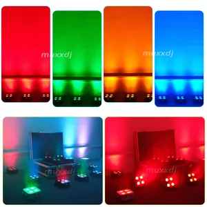 4 × 12 W RGBWA UV kabellos DMX batteriebetriebenes WLAN LED-Uplight Par-Up-Lichttasche mit Ladetube für Hochzeit Party Bar