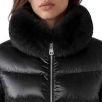 Doudoune pour femme Boying, col montant en fausse fourrure, design à empiècements en peau de mouton, chaude pour l'hiver, fermeture éclair, OEM ODM