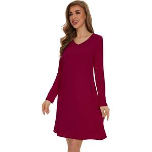 Vente en gros de chemises de nuit pour femmes à manches longues, vêtements de nuit en viscose de bambou doux, pyjamas, chemises de nuit, tailles S à XXL - Product Image 2