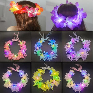 Guirlande lumineuse LED en forme de couronne de fleurs, serre-tête LED Hawaïen, couronne florale, accessoires pour anniversaire, mariage et fête - Product Image 2
