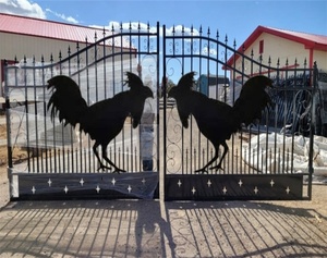 Cổng đôi sắt rèn cổng đường lái xe thiết kế đặc biệt hệ thống cổng hàng rào kim loại cho cổng hàng rào thép an toàn - Product Image 4