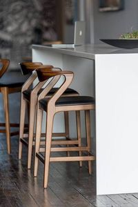 MORE DESIGN - <span class=keywords><strong>Taburete</strong></span> de Madera para Cafetería, Restaurante, Bar, con Cojín <span class=keywords><strong>Blanco</strong></span> y Reposabrazos Altos - Product Image 4