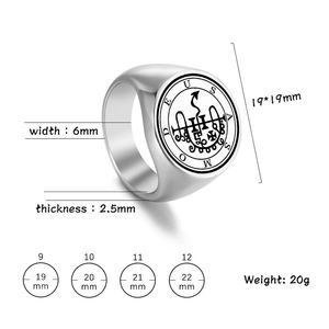 Anillo de Acero Inoxidable R678, Llave Menor de Salomón, Sello de Asmodeus, <span class=keywords><strong>Ars</strong></span> <span class=keywords><strong>Goetia</strong></span>, Amuleto, Talismán, Joyería, Anillos Grabados con Láser - Product Image 3