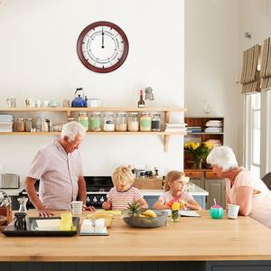 Horloge murale hebdomadaire personnalisée, cadre rond en bois massif, horloge hebdomadaire avec marques de <span class=keywords><strong>midi</strong></span> et de <span class=keywords><strong>minuit</strong></span>, silencieuse, à fixer au mur - Product Image 3