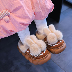 Chaussons d'hiver en coton pour garçons filles doublés de polaire antidérapants chauds talons fermés pour les parents, les tout-petits, les jeunes enfants, la maison. - Product Image 3