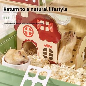 Maison pour hamster à 3 étages, grand habitat transparent, <span class=keywords><strong>cage</strong></span> acrylique pour hamster syrien, grande ventilation, base profonde, complète, DIY, naturel - Product Image 3