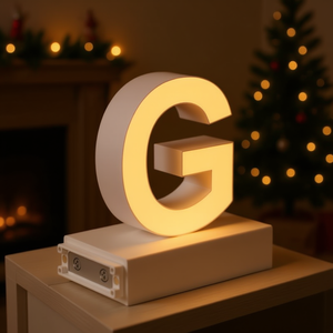 Letra decorativa con luz LED G de 3.7 pulgadas, 3000K, blanco cálido, funciona con batería magnética, para decoración navideña del hogar - Product Image 2